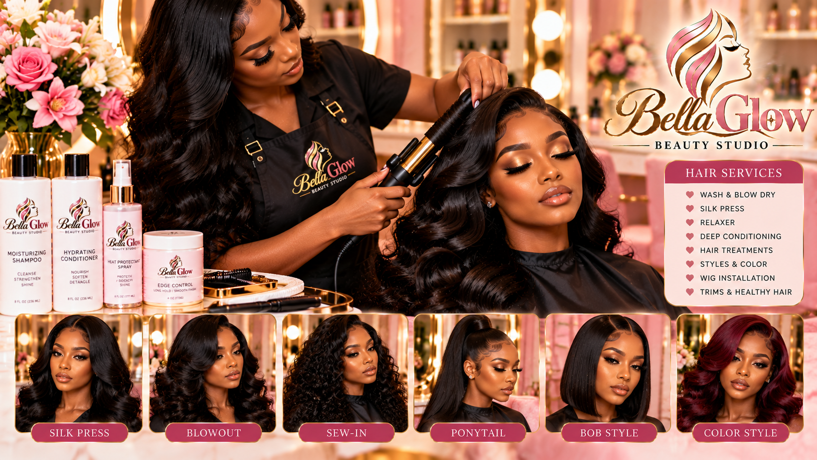 Bella Glow hair styling