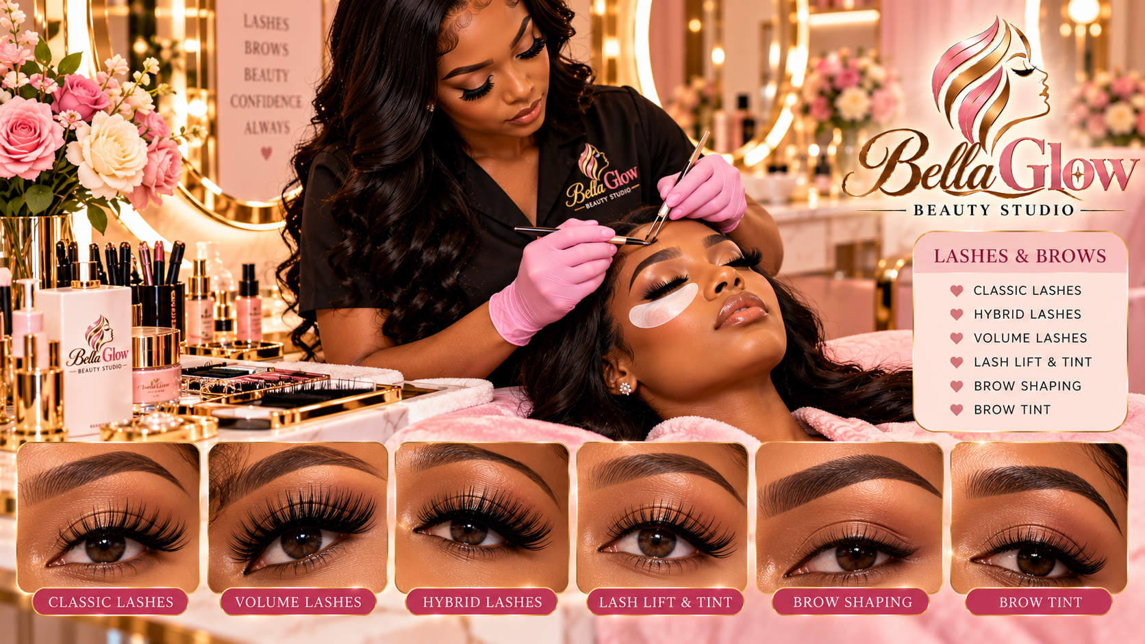 Bella Glow lashes and brows