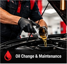 Technician performing an oil change
